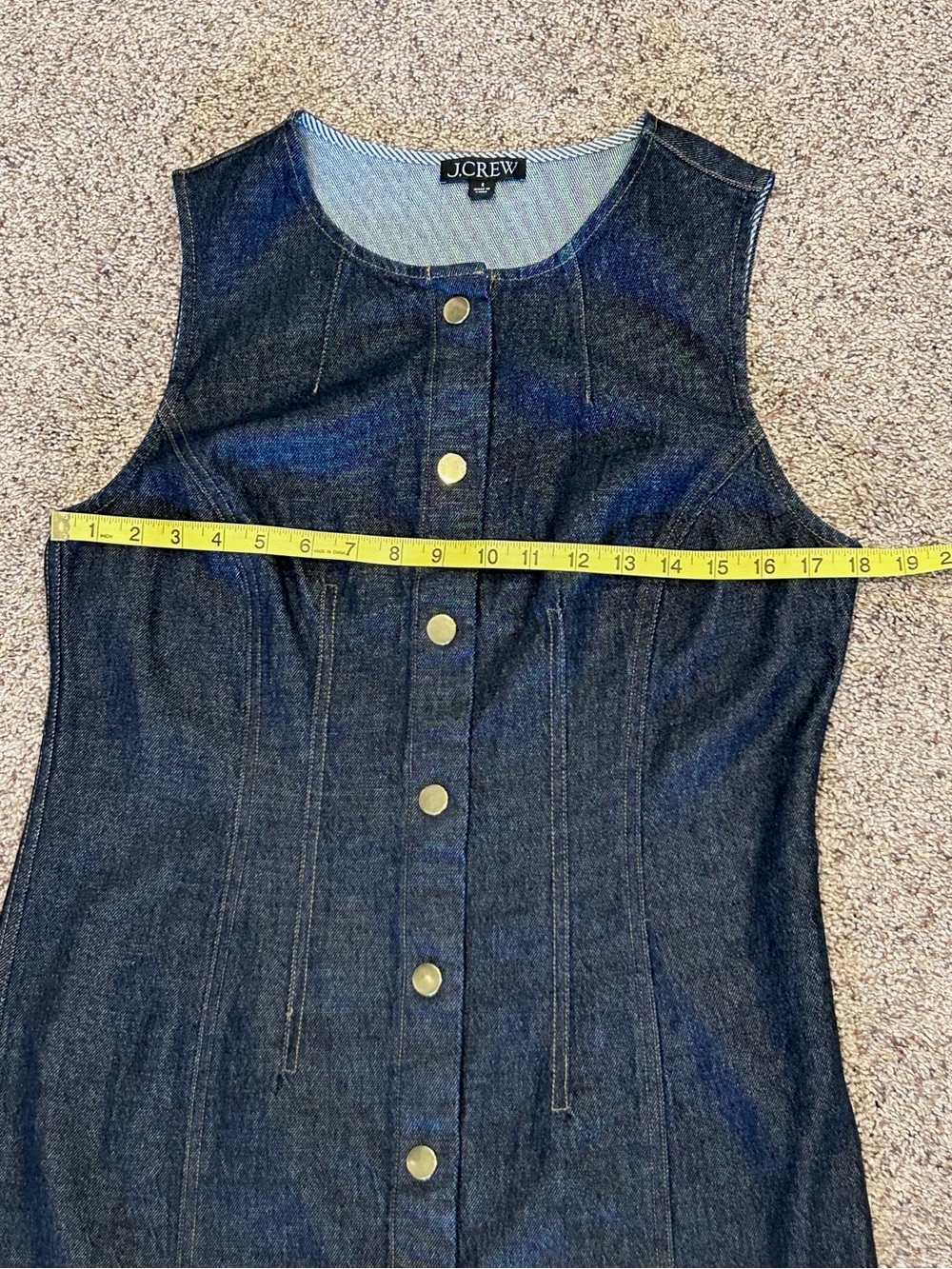 J.Crew Seamed Denim Mini Dress Tailored Sleeveless Snap Closure Women’s 8 - Picture 13 of 16